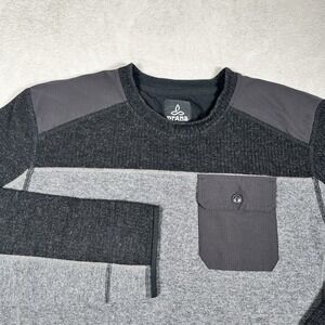 prAna Lonan Long Sleeve Sweater Men XL‎ Charcoal/Black Pocket Midweight-EUC